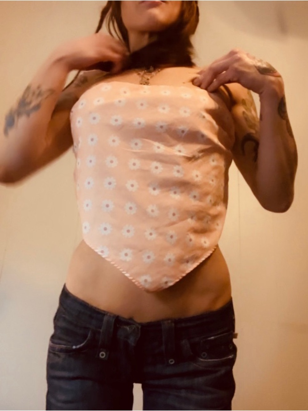Cotton On Peach Daisy Bandana-Style Top
